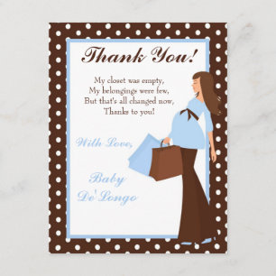 4x5 FLAT Thank you Card Blue Mod Mum Polka Dots