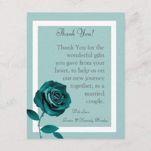 4x5 FLAT Thank You Card Blue Rose