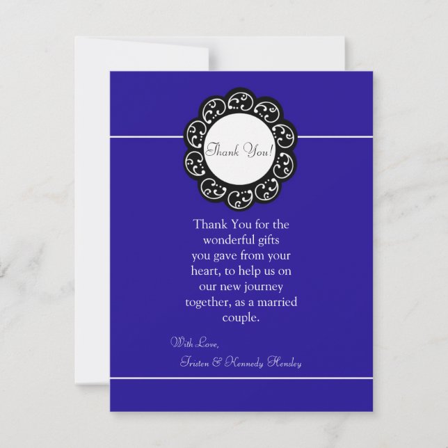 4x5 FLAT Thank You Card Blue & White (Front)