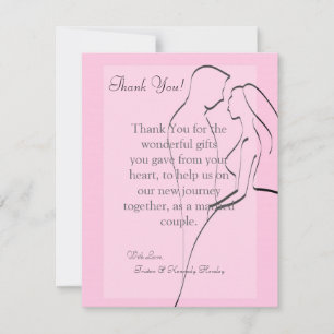 4x5 FLAT Thank You Card Bride & Groom Pink