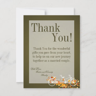 4x5 FLAT Thank You Card Brown Double Bike