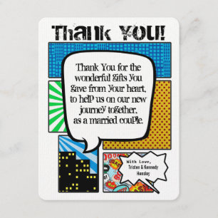 4x5 FLAT Thank You Card Comic Strip Book Pop Art