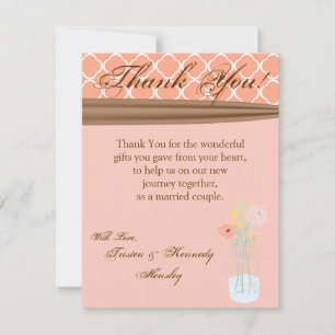 4x5 FLAT Thank You Card Country Mason Jar Flowers