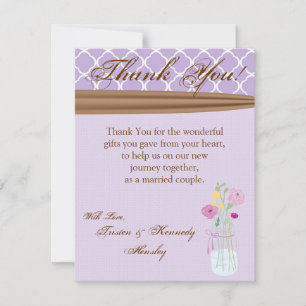 4x5 FLAT Thank You Card Country Mason Jar Flowers
