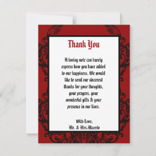 4x5 FLAT Thank You Card Crimson Red Ornate Embelli
