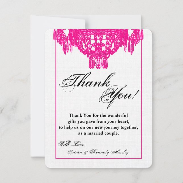 4x5 FLAT Thank You Card Crystal Chandelier Glitz (Front)