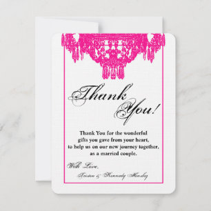 4x5 FLAT Thank You Card Crystal Chandelier Glitz