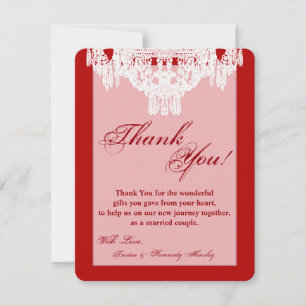 4x5 FLAT Thank You Card Crystal Chandelier Glitz