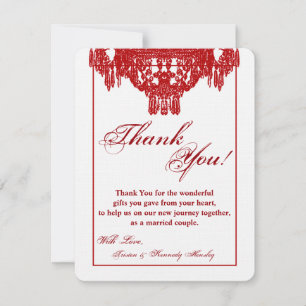 4x5 FLAT Thank You Card Crystal Chandelier Glitz