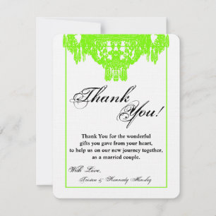 4x5 FLAT Thank You Card Crystal Chandelier Glitz