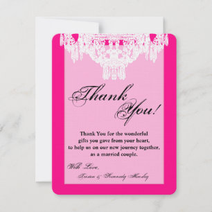 4x5 FLAT Thank You Card Crystal Chandelier Glitz