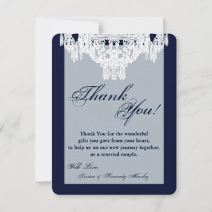 4x5 FLAT Thank You Card Crystal Chandelier Glitz