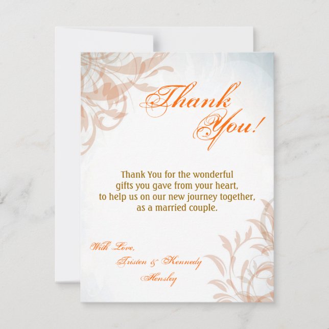 4x5 FLAT Thank You Card Fall Filigree Autumn Swirl (Front)