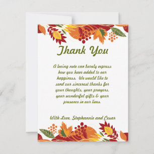 4x5 FLAT Thank You Card Fall Foliage Leaves