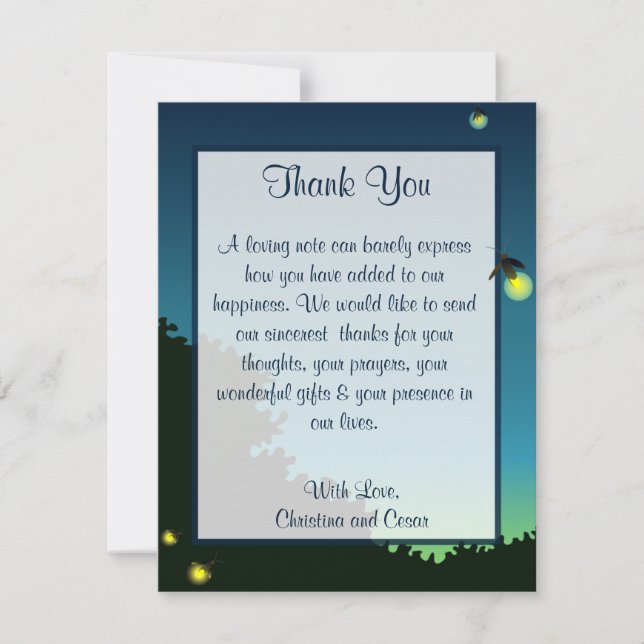 4x5 FLAT Thank You Card Fireflies and Mason Jars (Front)
