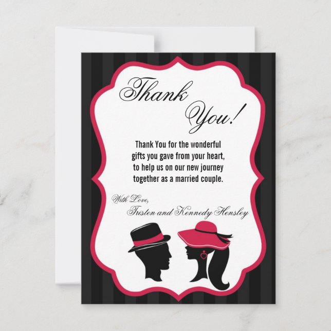 4x5 FLAT Thank You Card Formal Hats Elegant Retro (Front)