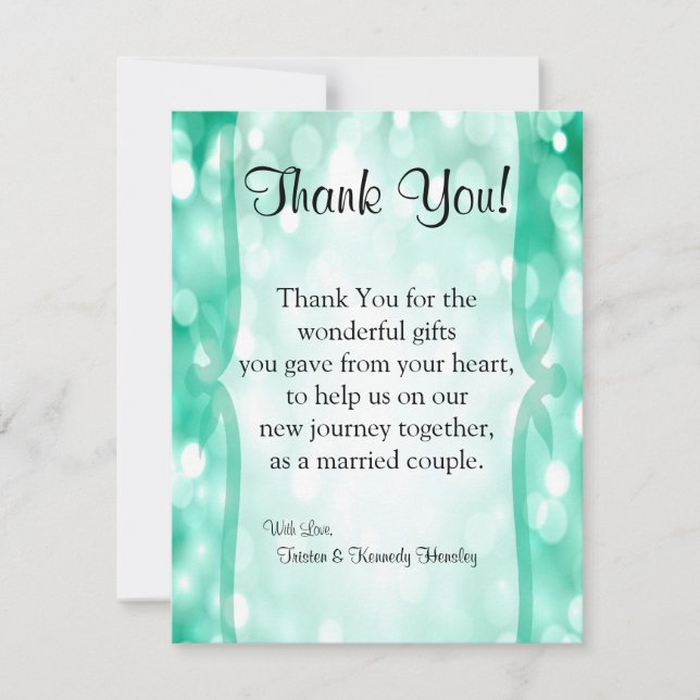 4x5 FLAT Thank You Card Glitz Teal Sparkles (Front)