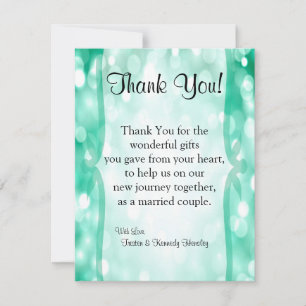 4x5 FLAT Thank You Card Glitz Teal Sparkles