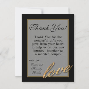 4x5 FLAT Thank You Card Gold Foil Glitter Love