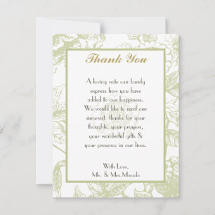 4x5 FLAT Thank You Card Green Gerbera Daisy Flower