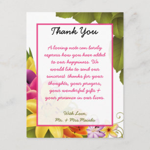 4x5 FLAT Thank You Card Hawaiian Colourful Exotic
