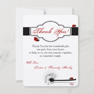 4x5 FLAT Thank You Card Lady Bug Dandilion Flower