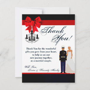 4x5 FLAT Thank You Card Marine Hispanic Uniform