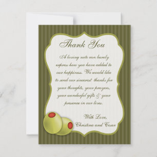4x5 FLAT Thank You Card Martini Olives Green Strip