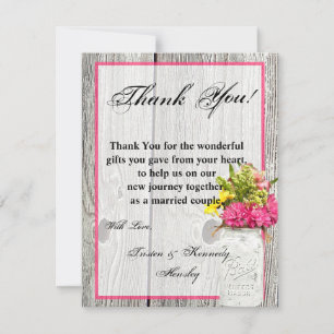 4x5 FLAT Thank You Card Mason Jar with Wildflowers