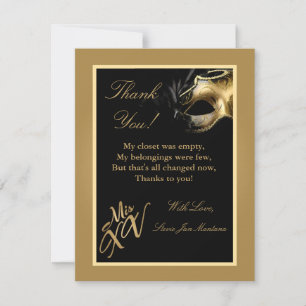 4x5 FLAT Thank you Card Mis XV Gold
