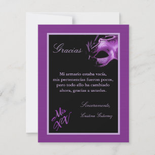 4x5 FLAT Thank you Card Mis XV Purple Morado