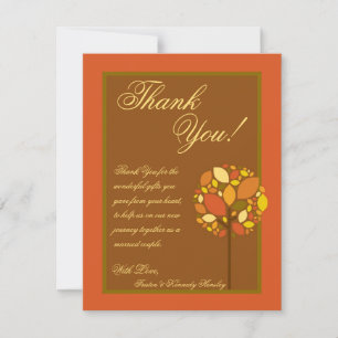 4x5 FLAT Thank You Card Modern Autumn Tree Fall