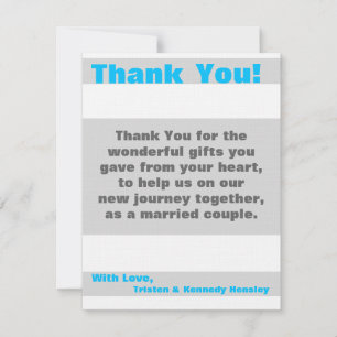 4x5 FLAT Thank You Card Modern Neon Stripe Blue