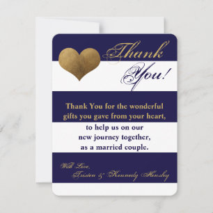 4x5 FLAT Thank You Card Modern Stripe Navy White