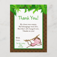 4x5 FLAT Thank you Card Monkey Swing Jungle Safari