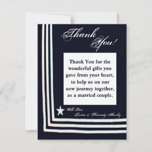 4x5 FLAT Thank You Card Navy Summer Dress Blues
