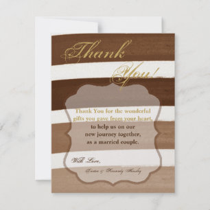 4x5 FLAT Thank You Card Ombre Stripe Brown Line