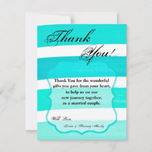 4x5 FLAT Thank You Card Ombre Stripe Teal Line