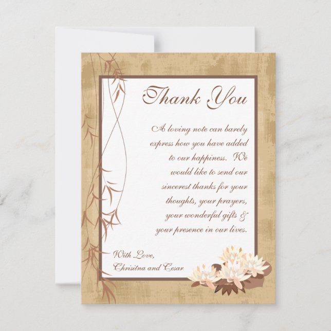 4x5 FLAT Thank You Card Oriental Flowers (Front)