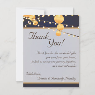 4x5 FLAT Thank You Card Paper Lanterns on Blue