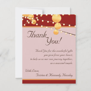 4x5 FLAT Thank You Card Paper Lanterns on Red