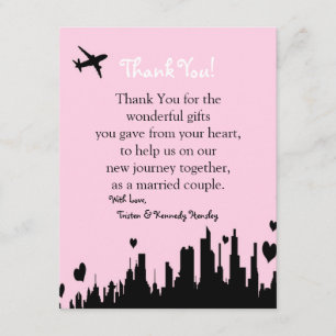 4x5 FLAT Thank You Card Pink City Line