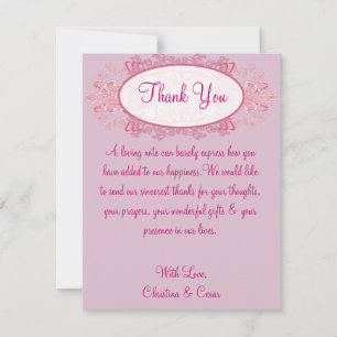4x5 FLAT Thank You Card Pink/Purple Chinese Scroll