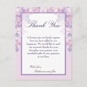4x5 FLAT Thank You Card Purple Hydrangea