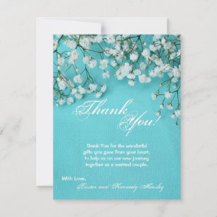 4x5 FLAT Thank You Card Spring Babys Breath Flower