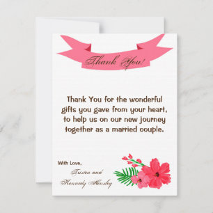 4x5 FLAT Thank You Card Spring Hibiscus Flower