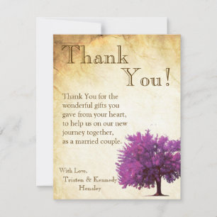 4x5 FLAT Thank You Card Spring Tree Aged Paper Vin