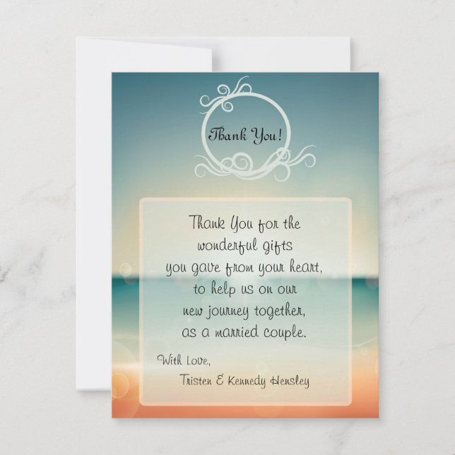 4x5 FLAT Thank You Card Sunset Beach (Front)