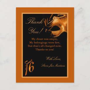 4x5 FLAT Thank you Card Sweet 16 Orange