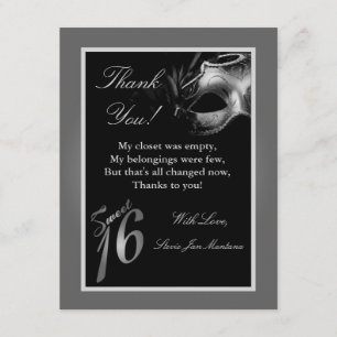 4x5 FLAT Thank you Card Sweet 16 Silver